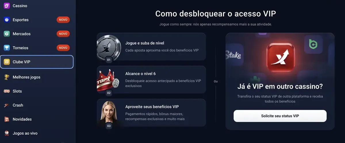 Página do Clube VIP na plataforma TopX